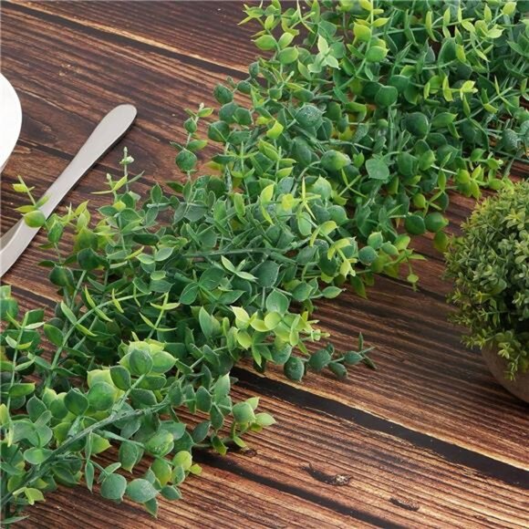 2 Pack Artificial Eucalyptus Garland with Lights, Faux Eucalyptus Vines Greenery - Picture 4 of 7